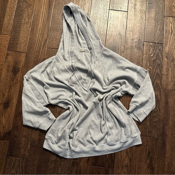 Free people waffle knit oversized hoodie - Picture 3 of 8